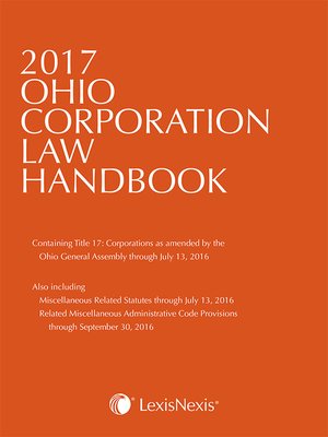 cover image of Ohio Corporation Law Handbook